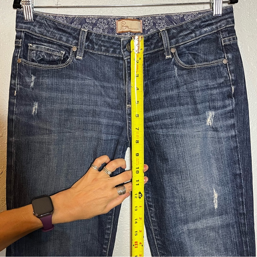 Paige JimmyJimmy Jeans | Slim Straight|Low Rise Distressed | Dark Wash | Size 27 - Picture 7 of 10